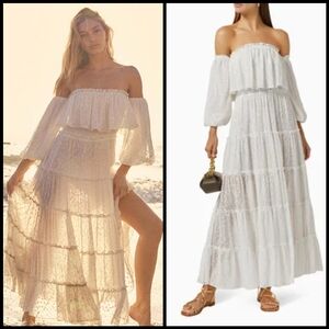 NWT Misa Cassandra Dress in White Clip Dot